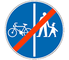 znak završetak spojene biciklističke i pešačke staze