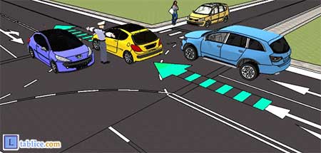 preticanje vozila na raskrsnici koju regulise saobracajac